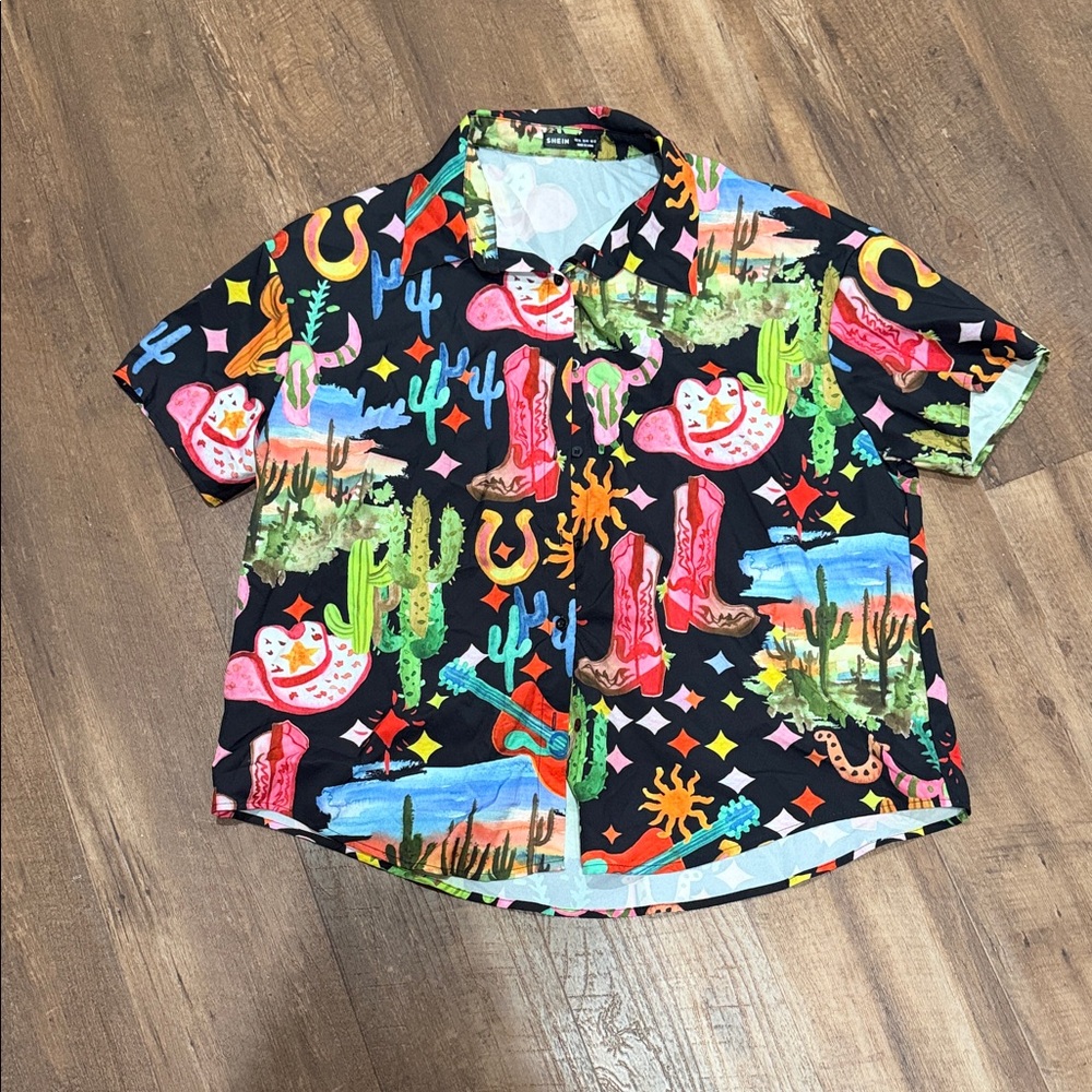 Colorful Western Print Women's Top